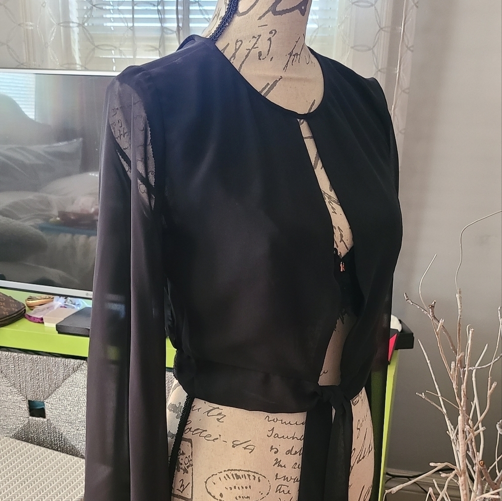 HP🔥🔥Express Sheer Crepe Fabric Dress Tie Front Top NWT XS